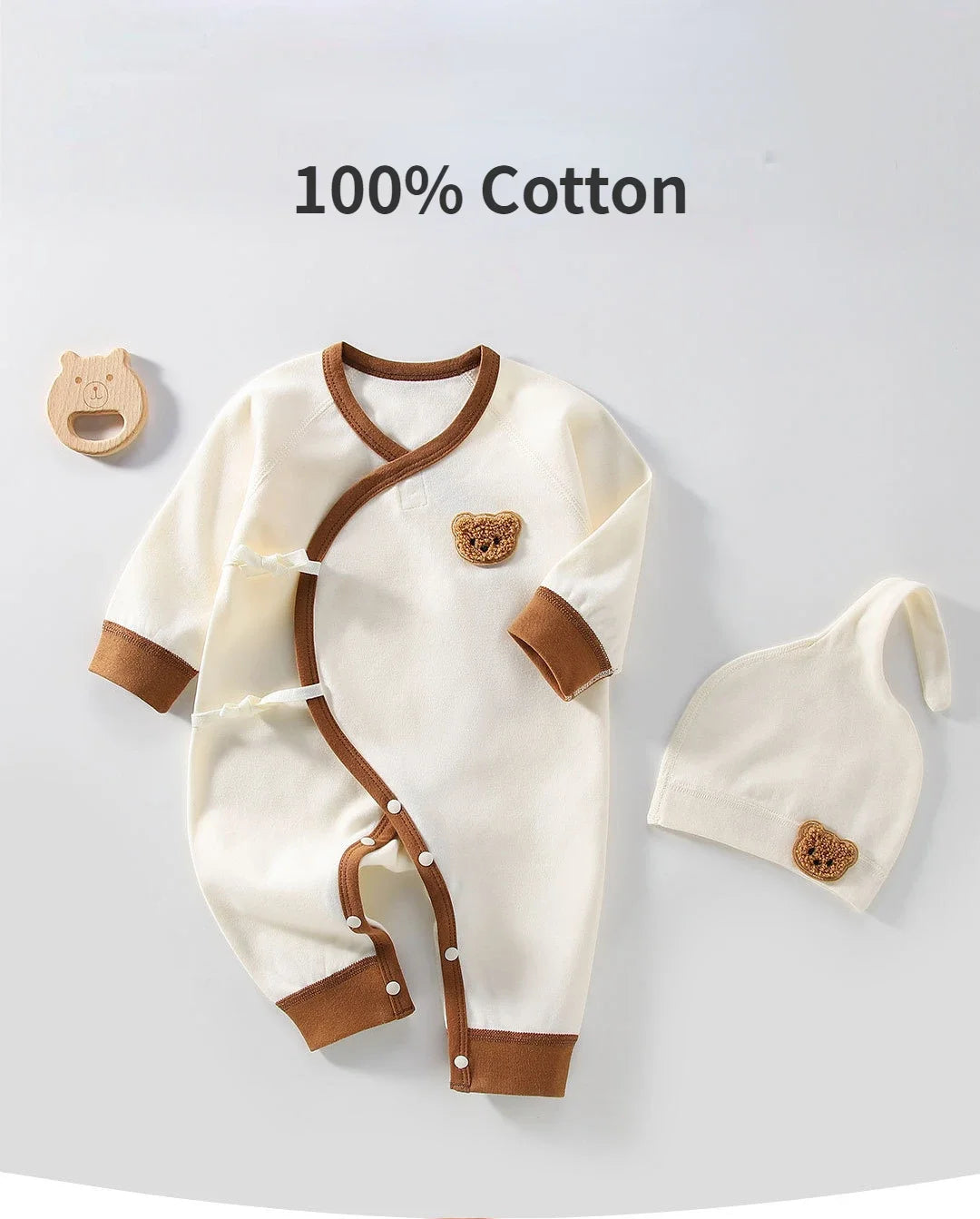 0-3M Four Seasons Newborn Baby Romper - 100% Soft Cotton Long-Sleeve Pajamas for Boys Girls
