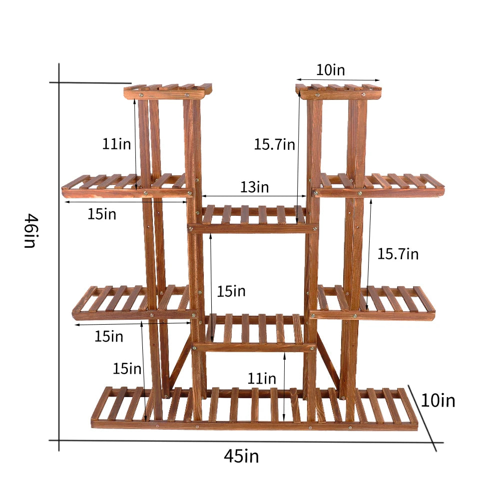 Wooden Plant Shelf Flower Pot Stand Indoor Outdoor Multi-Tier Plant Display Stand