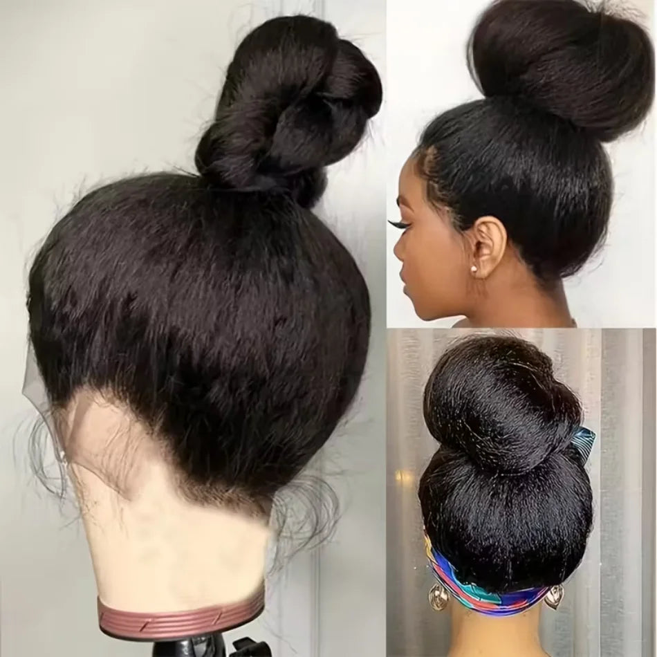 40 Inch Kinky Straight 360 Full Lace Wig Human Hair Wigs Pre Plucked Hd Lace Front Wig 250 Density Brazilian Original For Women