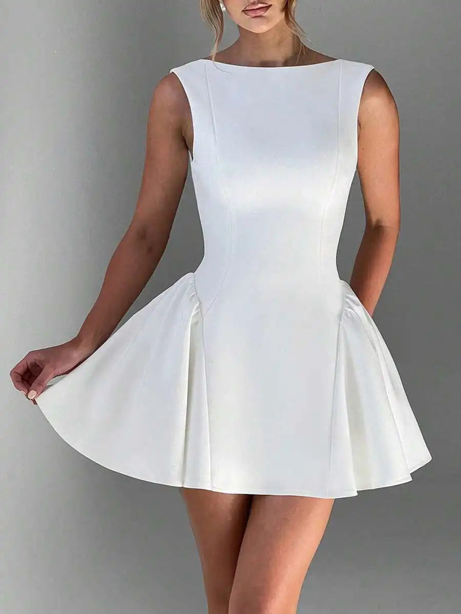 Off Shoulder Sleeveless Bodycon Peplum Mini Dress