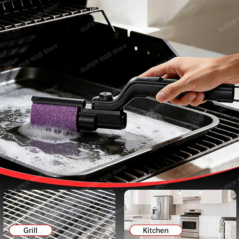 Electric Grill Cleaning Brush Rotary BBQ Cleaner Tool 3-Speed 2600mAh Cordless Rechargeable Adjustable Angle Gifts for Men/Dad