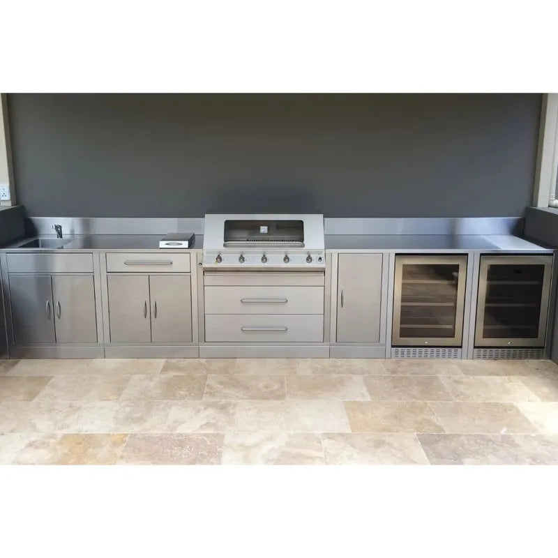 Custom Garden Outdoor Kitchen BBQ Island With Built in Gas Grill Weatherproof 304 Stainless Steel For Patio Villa Commercial Use