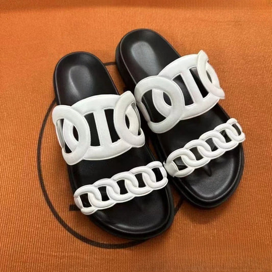 Sandals for Women, 2026 New Style, Versatile and Fashionable, Hollowed Out Beach Thick Soled Sandals, Correct Version Slippers