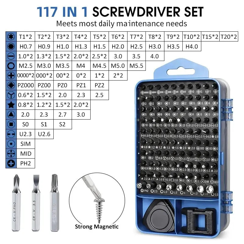 New 115 in 1 Professional Repair Tool Precision Screwdriver Set Magnetic Torx Hex Screw Driver Bits Kit for Xiaomi Mac PC iPhone