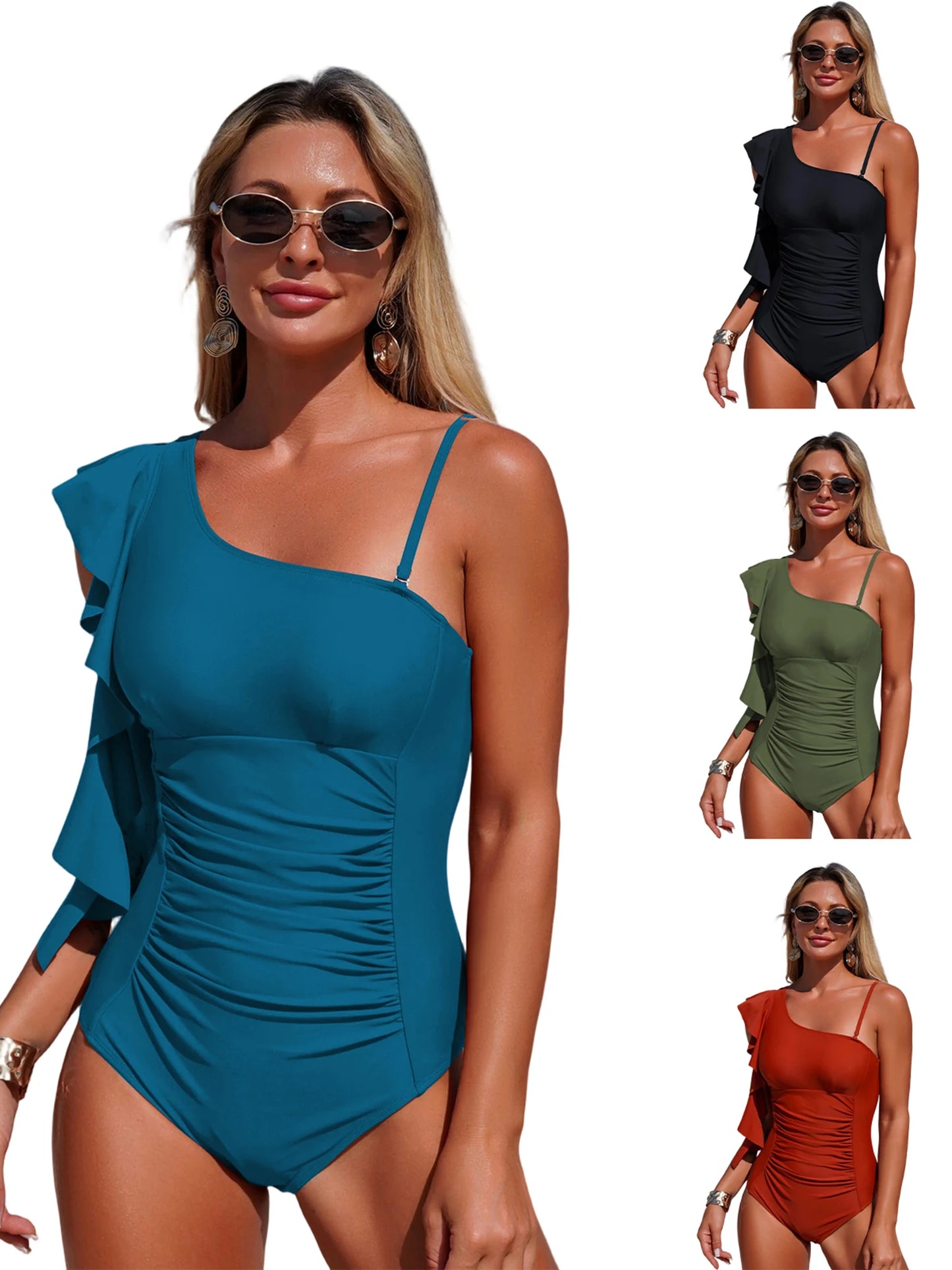 Floral Print  Swimsuit for Women Elegant Halter Neck Padded Monokini Bathing Suit with Cutout Detail and Tassel Trim