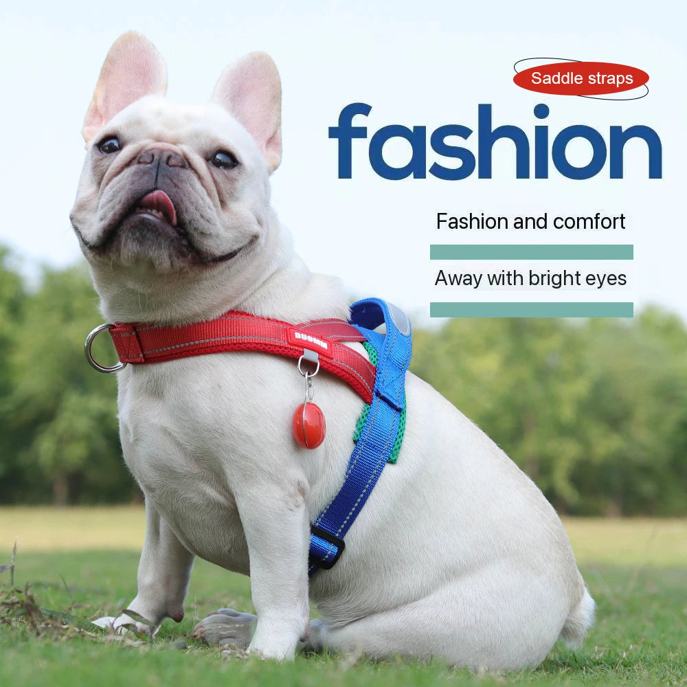 French Bulldog Harness - No-Pull Padded Vest, Escape-Proof Chest Plate, Breathable Mesh for Flat-Faced Breeds