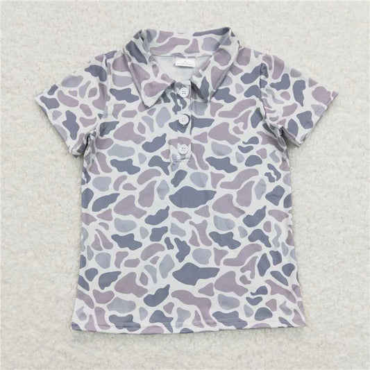 Baby Boys Camouflage Hunting Short Sleeve Tee Shirt Buttons Top Unisex Baby Camo Print Tee for Little Ones
