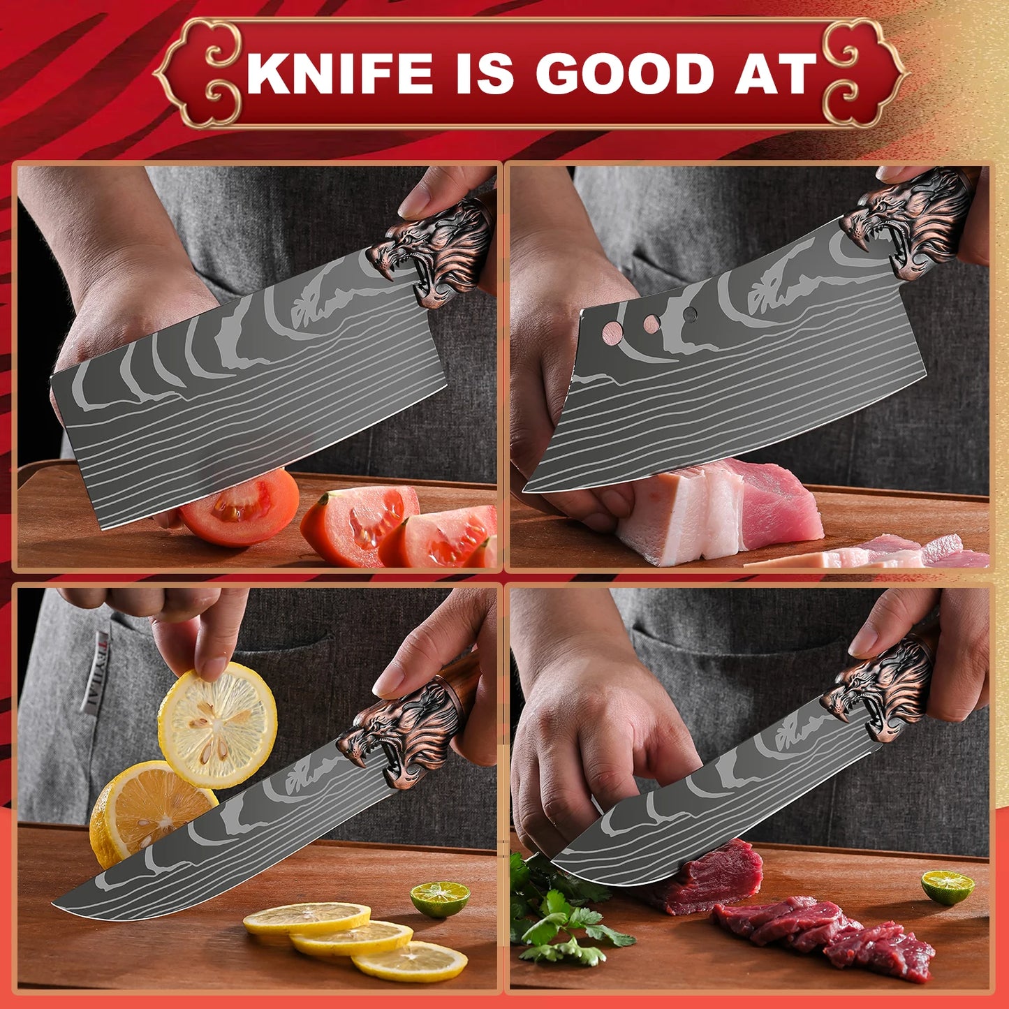Stainless Steel Kitchen Knife Set, with Block G14 - Japanese Style, Sharp and Durable, with Non-Slip Ergonomic Handle - Perfect for Home Cooking and Baking, Kitchen Knives