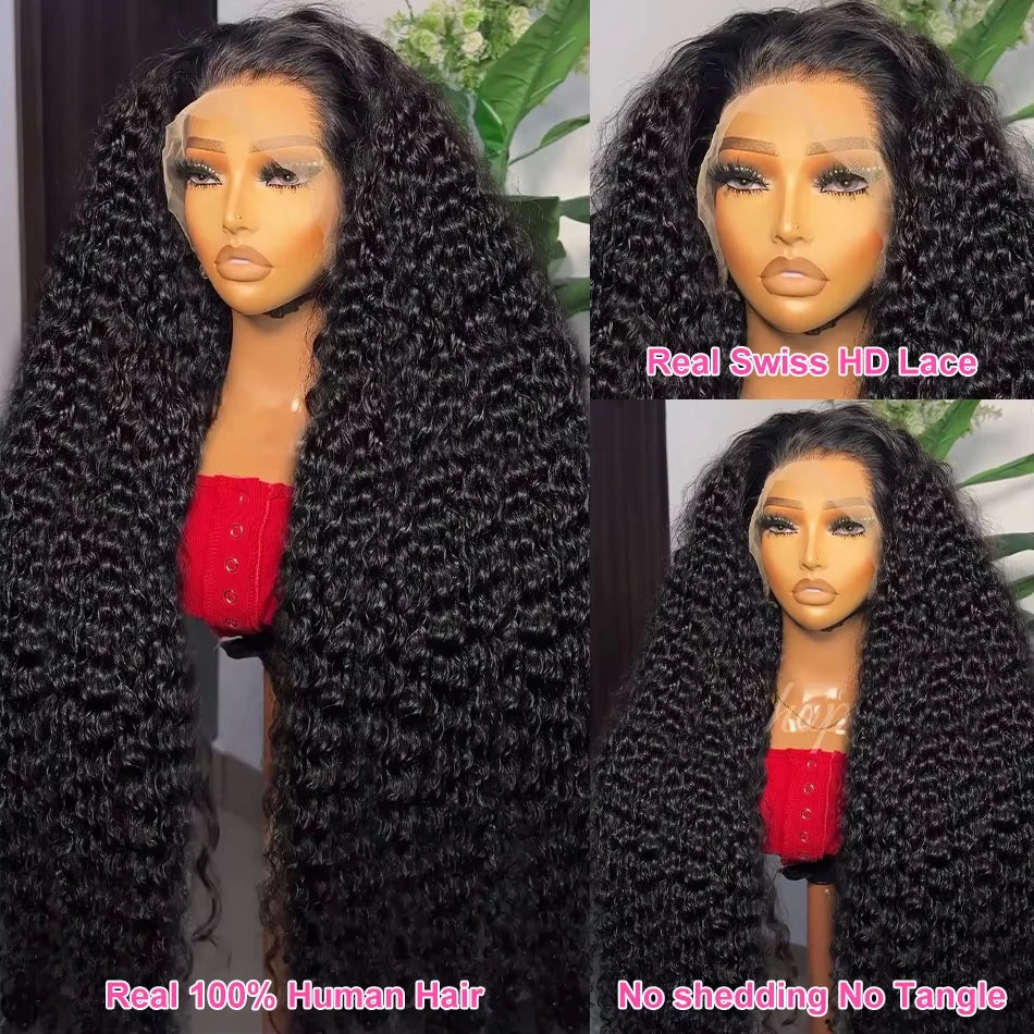 30 40 Inch 13x6 Deep Wave HD Transparent Lace Frontal Wigs Brazilian Pre Plucked 13x4 Human Hair Curly Wig For Women 200 Density