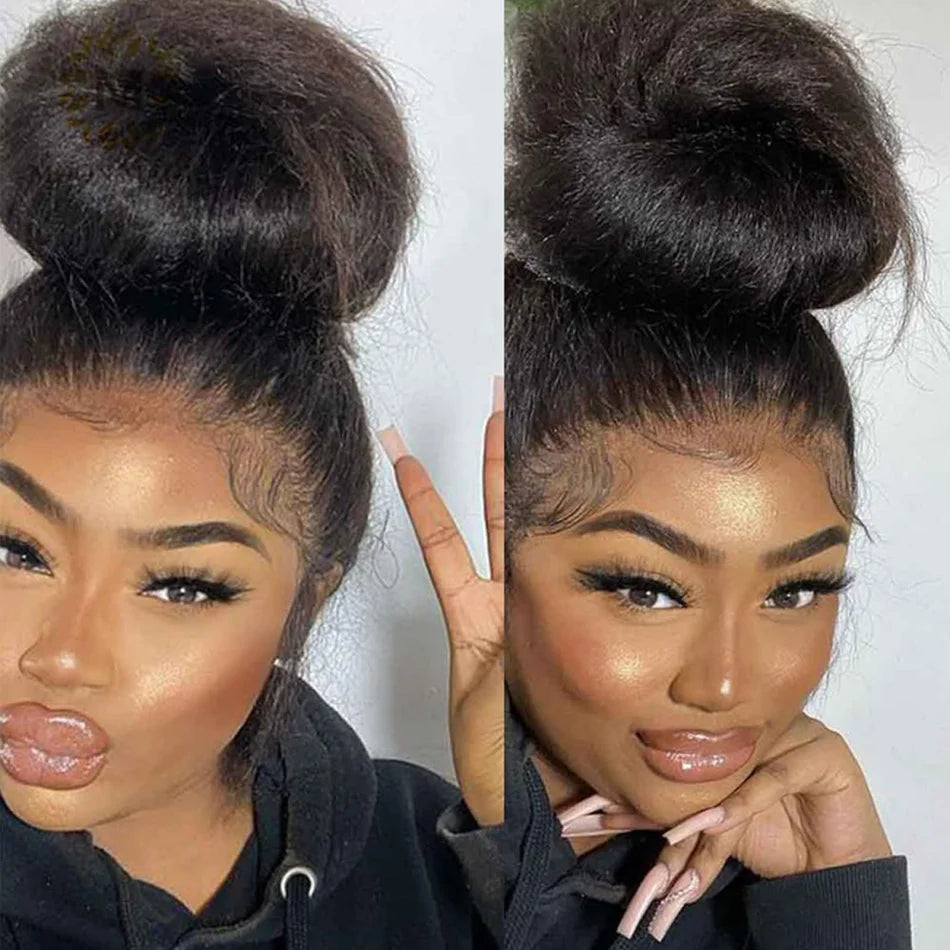 40 Inch Kinky Straight 360 Full Lace Wig Human Hair Wigs Pre Plucked Hd Lace Front Wig 250 Density Brazilian Original For Women