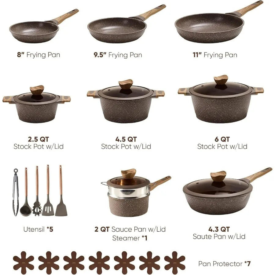 26PCS Pots and Pans Set Non Stick, Cookware Set Pots and Pans Induction Cook Ware, Nonstick Kitchen Cooking, PFOA Free