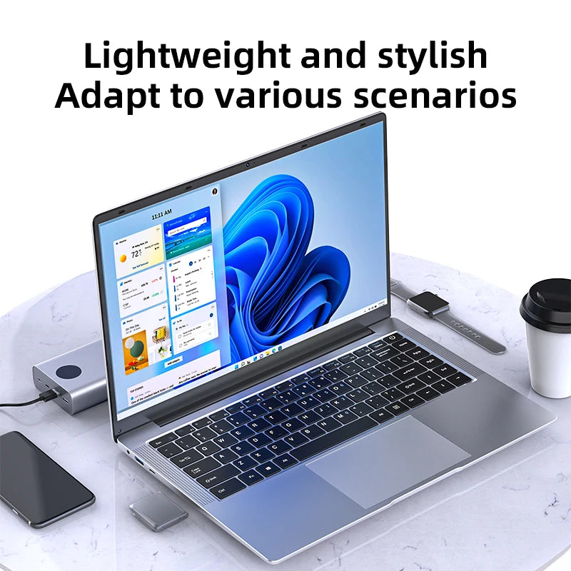14.1" Ultra Slim Windows 11 Pro Laptop Computer intel Atom A3950 12GB RAM 1TB 2TB SSD Notebook PC 1080P HD Office Study Laptops