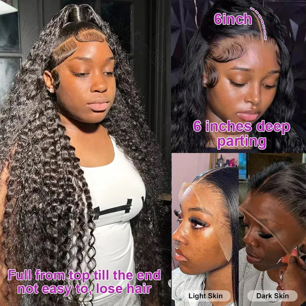 220 Density HD Curly 13x4 13x6 Loose Deep Wave Lace Front Wigs 100% Human Hair Brazilian Pre Plucked Lace Frontal Wig For Women