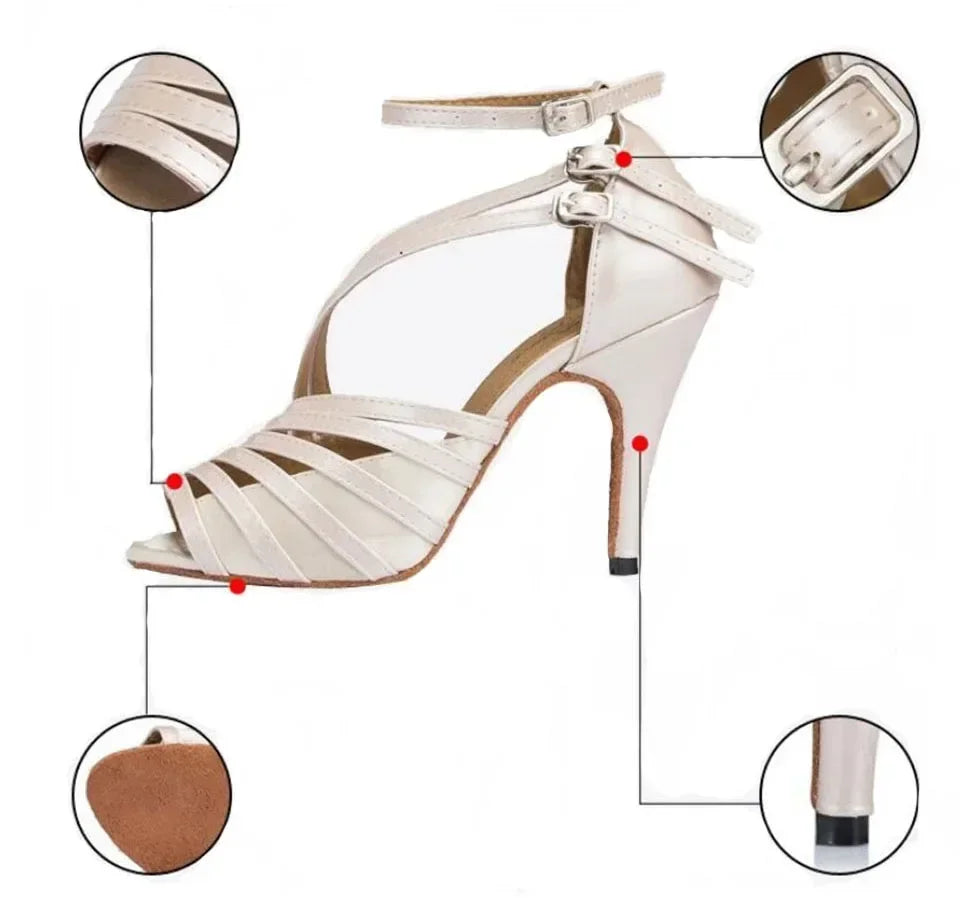 Women Latin Ballroom Dance Shoes Female Salsa Sandals Indoor Soft Sole Ladies Sambal Tango  Shoes Party Stage Game Performance