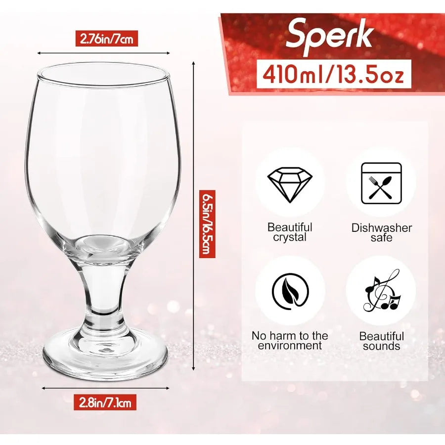Set of 24 Clear Stemmed Water Goblets 13.5 oz for Juice Wine Beer Tea Milk Cold Beverages Drinks Ideal for Dining Table Kitchen