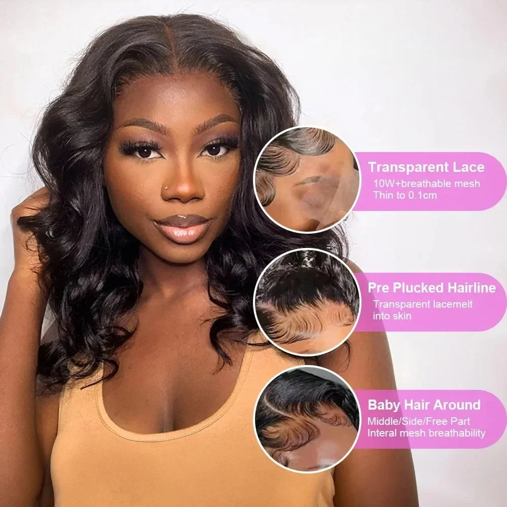 5X5 4X4 Glueless Body Wave Bob Wigs 13X4 13x6 HD Lace Frontal Wig Human Hair Natural Wave Wig Short Bob Wigs of Women