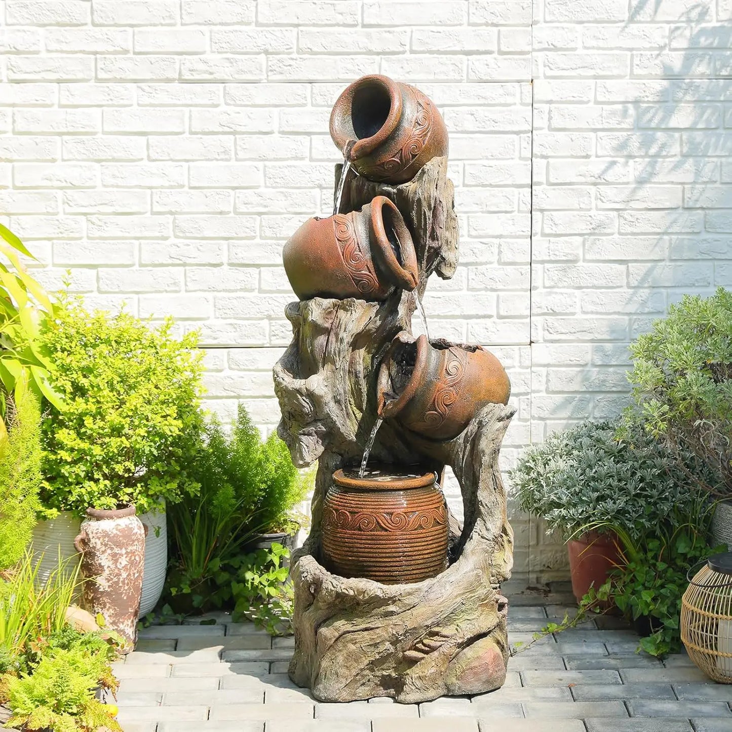 51.4" H Outdoor Garden Water Fountain for Garden, Patio, Backyard, Deck, Porch and Home Art Decor, 5 Tiers Modern, Custom