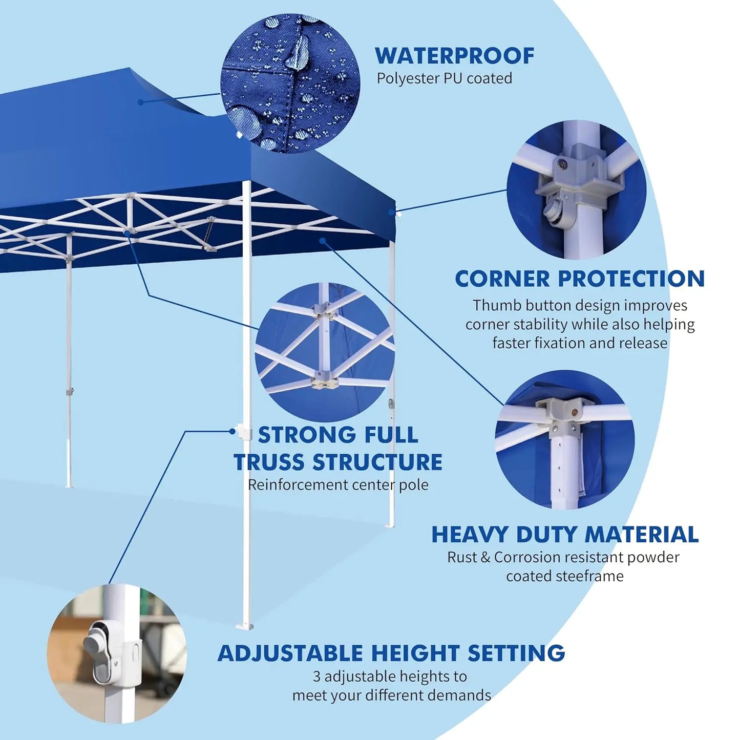10x20 Canopy Tent Pop Up Tent Canopies Portable Instant Commercial Heavy Duty Outdoor Market Shelter, Custom