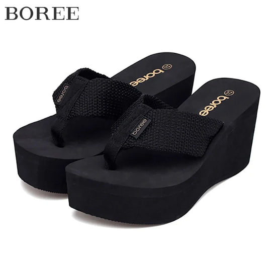 BOREE New Summer Women Slippers Wedge Platform Woman Shoes Beach Flip Flops High Heel Graphene Deodorant Non-slip Slides Sandals