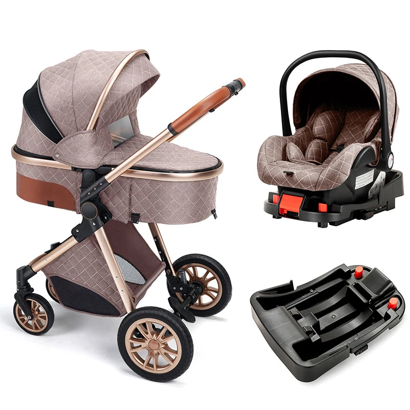 Fashion Baby Stroller 3 in 1 Baby Travel System Newborn Baby Cart Portable Pushchair Baby Cradel Infant Carrier Free Shipping