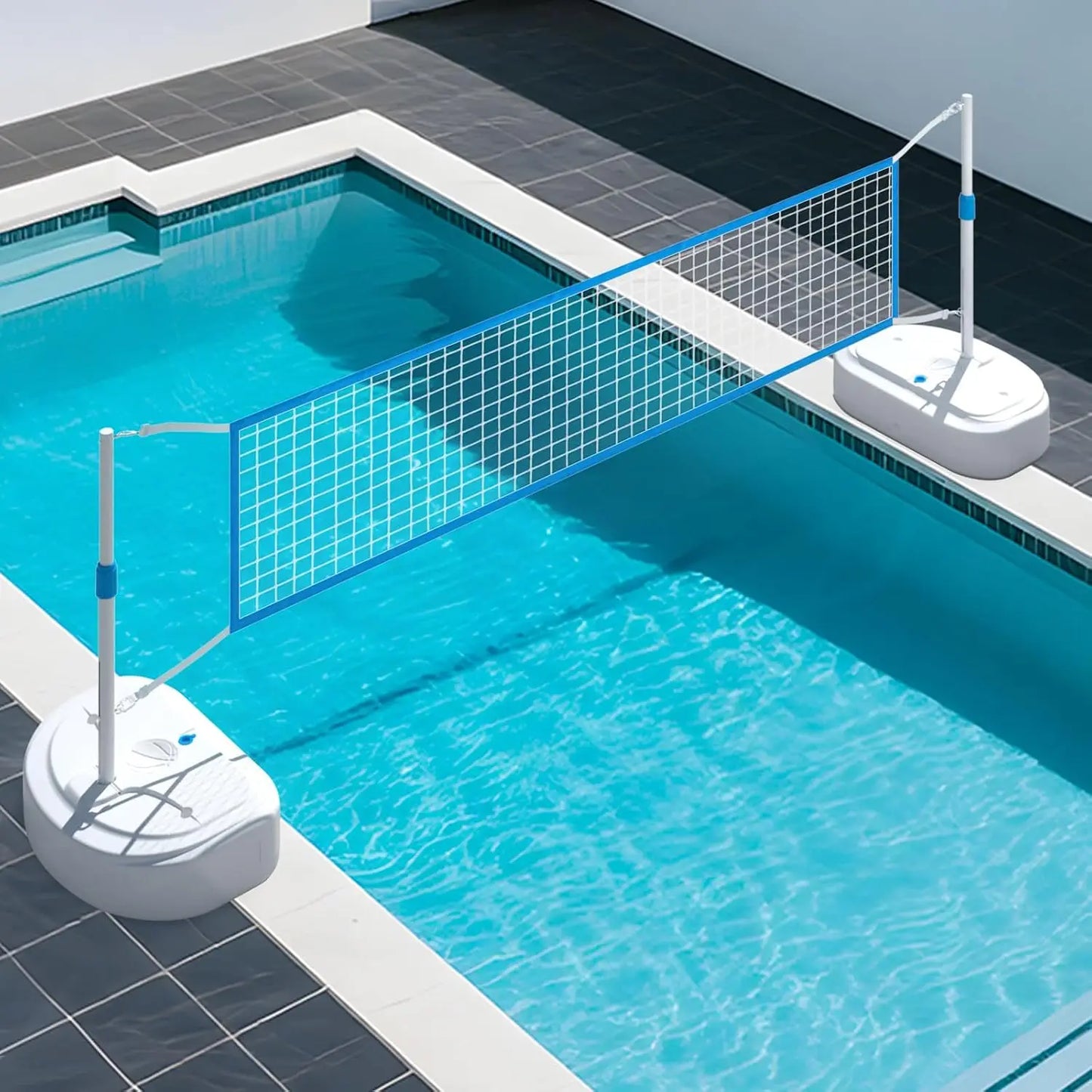 Pool Volleyball Net Set, Pool Volleyball Set with 15 Ft Length Net, Height Adjustable Volleyball Net for Pool,, Custom