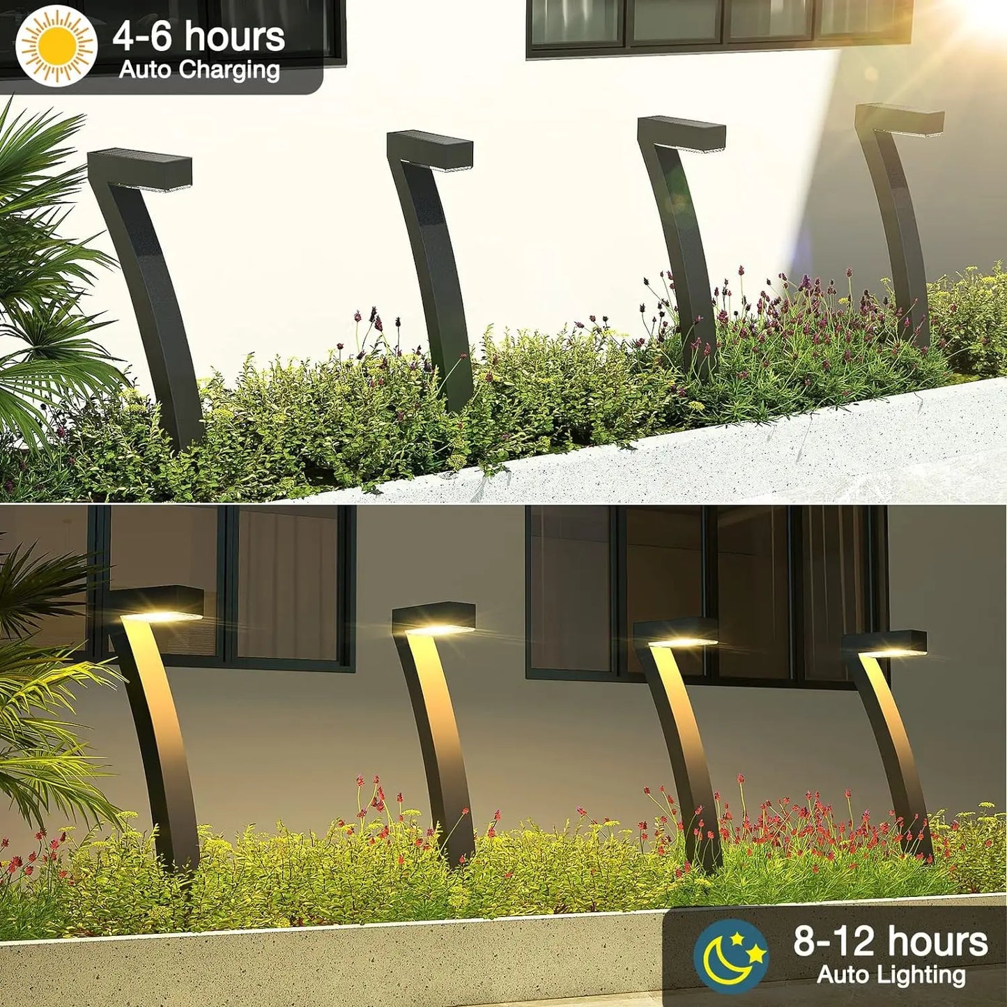 6Pack Bright Solar Outdoor Lights Pathway, 12 Hrs Solar Garden Lights, Auto On/Off for Outside Landscape Path Yard Walkway