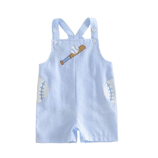 Cute Toddler Boys Summer Romper with Fun Soccer Embroidery Striped Design and Sleeveless Square Neck - Perfect for Playtime