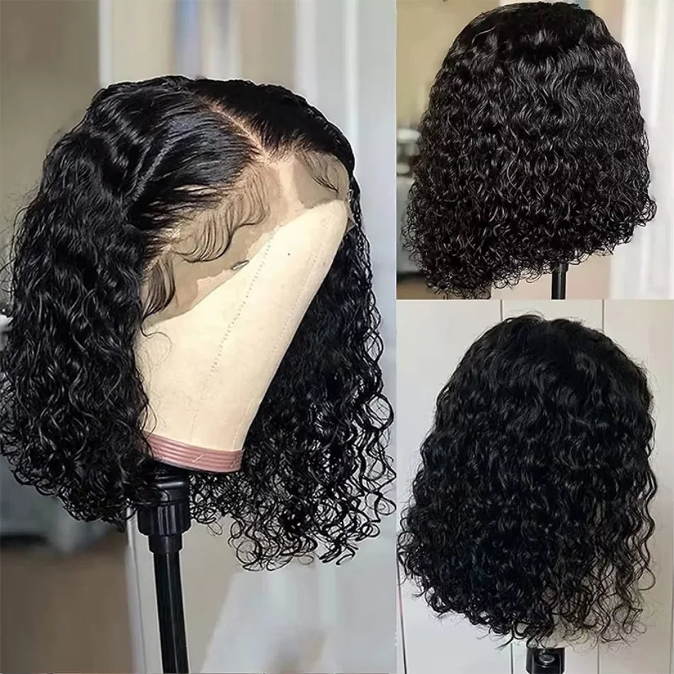220% Density Curly Bob Wigs Human Hair Deep Wave Bob Wig 13×4 Lace Front Wig Deep Curly Human Hair Wigs Lace Front Wig For Women