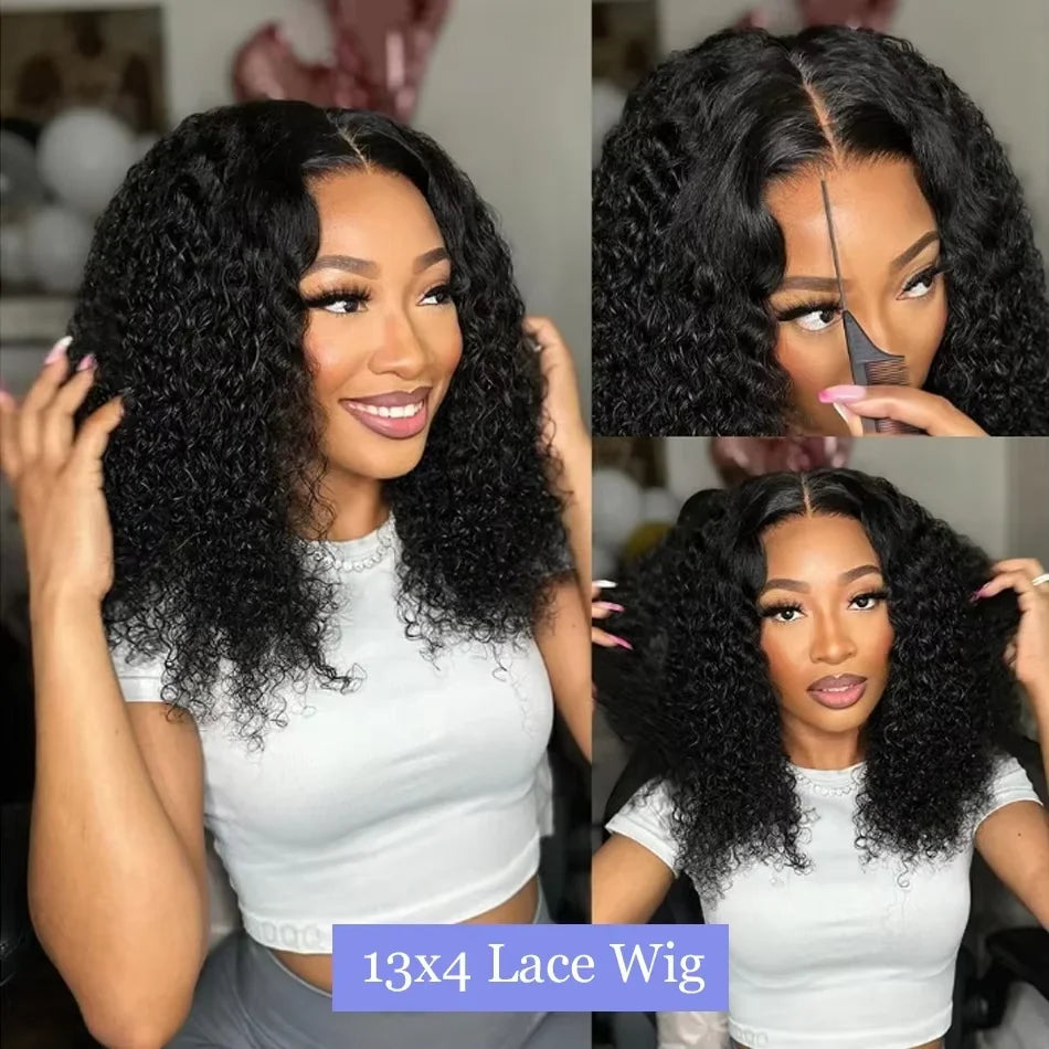 220% Density Curly Bob Wigs Human Hair Deep Wave Bob Wig 13×4 Lace Front Wig Deep Curly Human Hair Wigs Lace Front Wig For Women