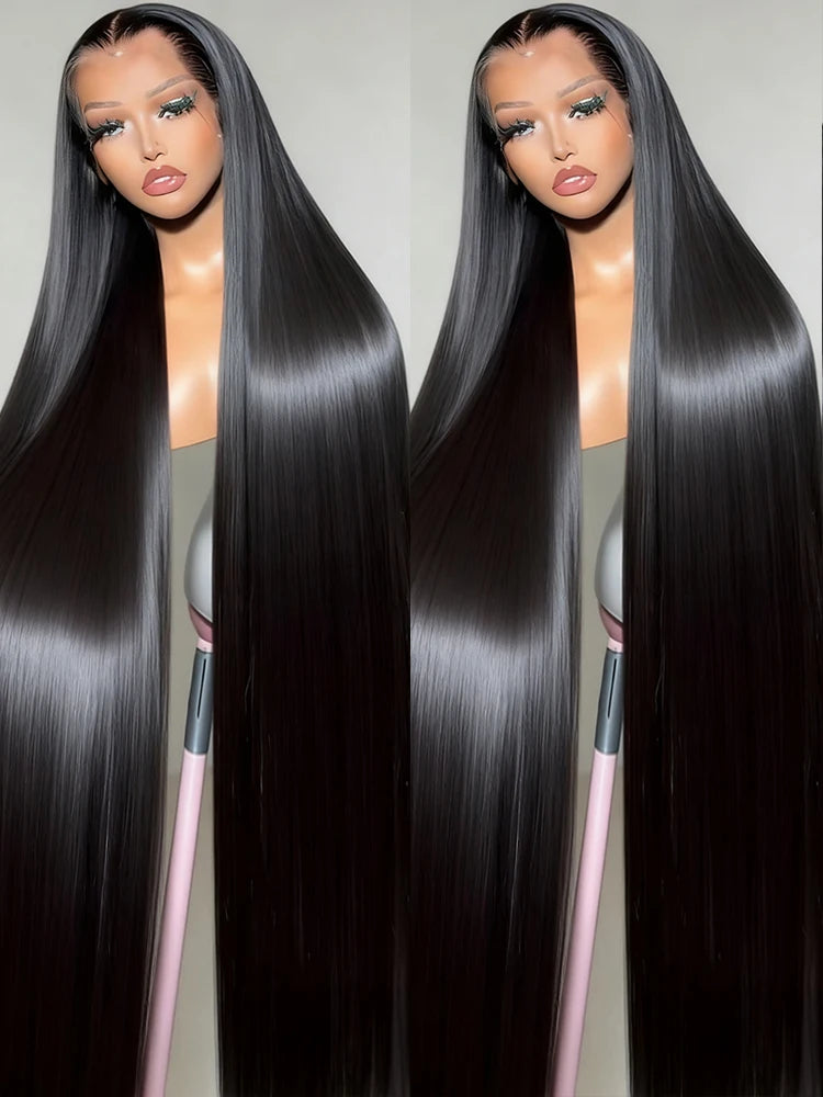 40 46 Inch Transparent 13x4 13x6 HD Bone Straight Lace Frontal Wigs 300% Density 360 Full Lace Front Human Hair Wigs For Women