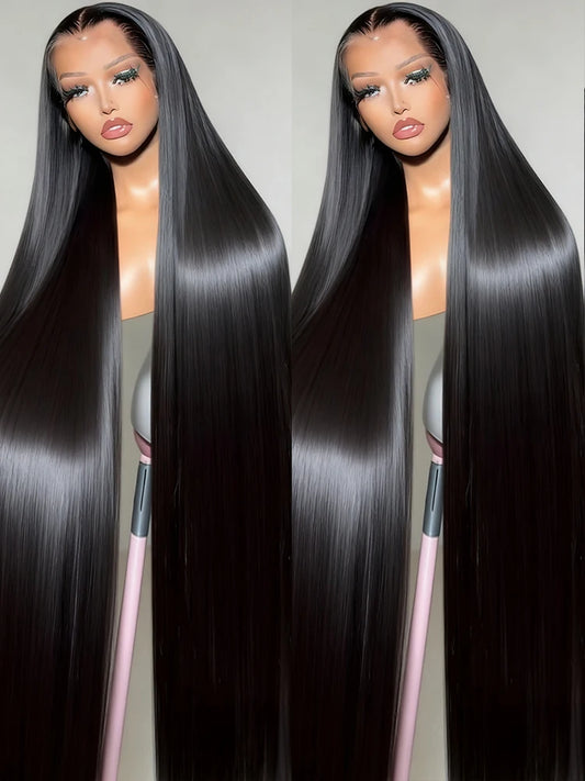 40 46 Inch Transparent 13x4 13x6 HD Bone Straight Lace Frontal Wigs 300% Density 360 Full Lace Front Human Hair Wigs For Women