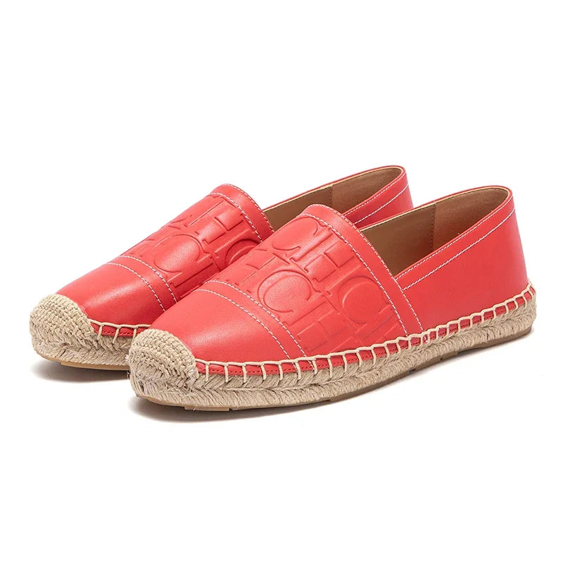 C-H Woman Beach Shoes 2025 New Anti slip Handmade Hemp Bottom Flat Shoes Mommy Gift Girls Casual Shoes
