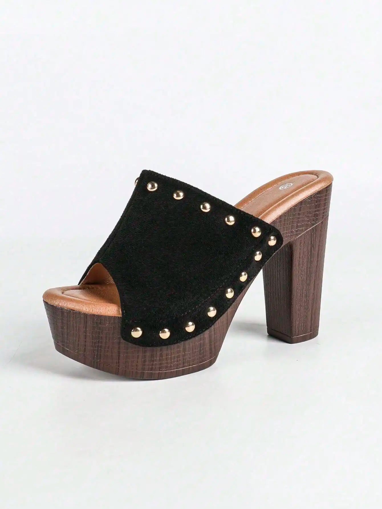 Women Bold Buckles Studded High Chunky Platform Heels For Women Fashion Comfort Slip On Round Open Toe Sandals