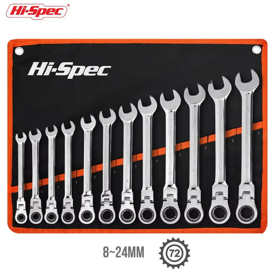 Hi-Spec Adjustable Torque Ratchet Spanner Set 8-19Mm Universal Wrench For Bicycle And Motorcycle Repairs Mechanical Tools Kit