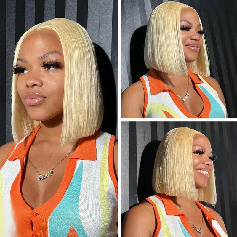 Bob Wig Human Hair 13x4 13x6 Transparent Lace Front Wig Short Bob Wigs Brazilian 613 Blonde 5x5 Lace Closure Wigs For Women