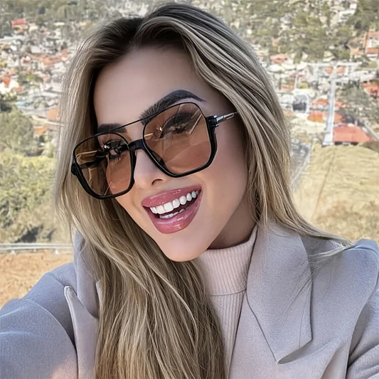 2025 New Vintage Oversized Sunglasses Fashion Men Women Square Shades Eyewear Trendy Ins Popular Brand Design UV400 Sun Glasses