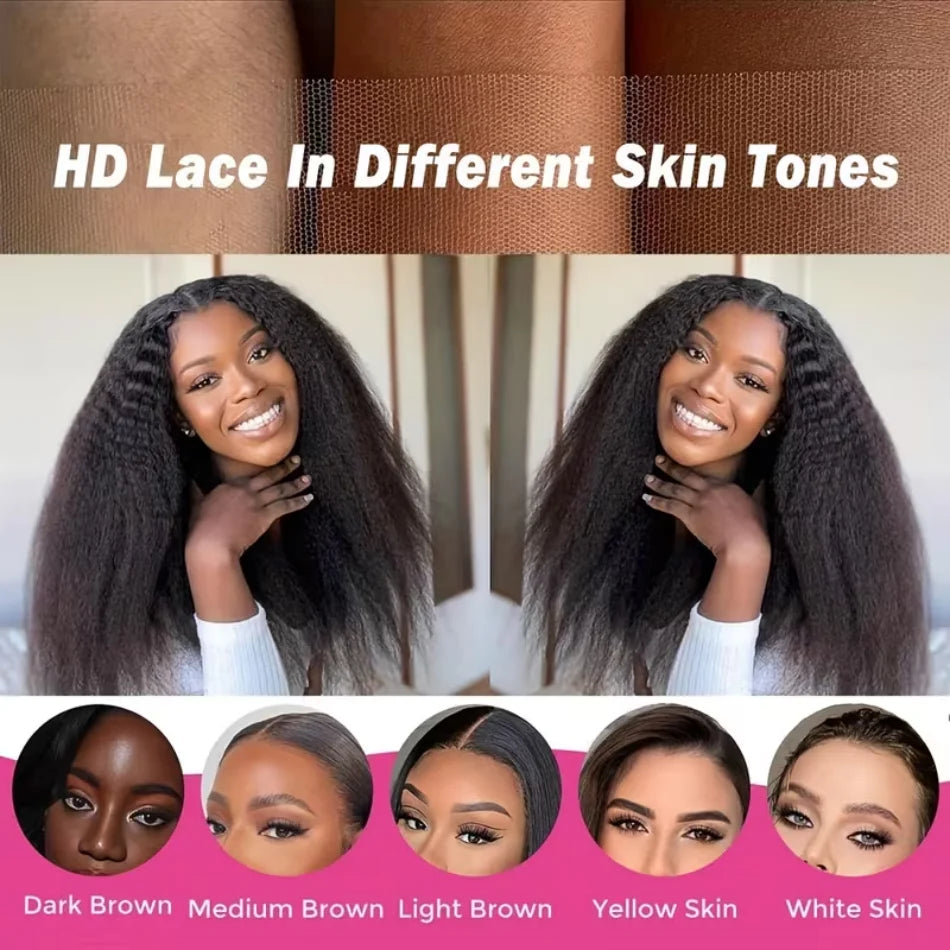 40 Inch Kinky Straight 360 Full Lace Wig Human Hair Wigs Pre Plucked Hd Lace Front Wig 250 Density Brazilian Original For Women