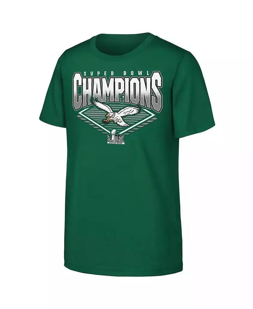 Outerstuff | Big Boys and Girls Kelly Green Philadelphia Eagles Super Bowl LIX Champions Retro Diamond T-Shirt