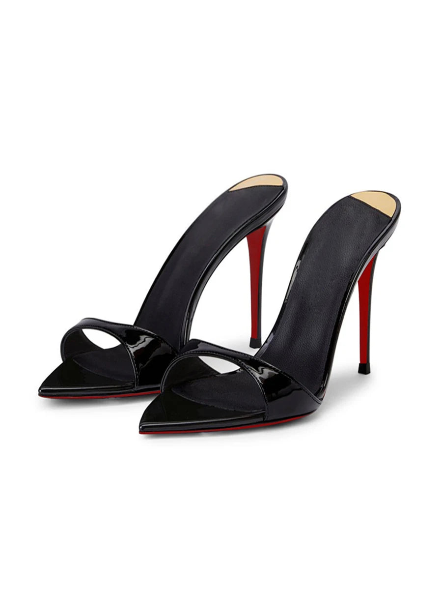 New Super Hot White Pointed High Heels with Thin Heels Half Slippers, Women's Summer Open toed Sandals