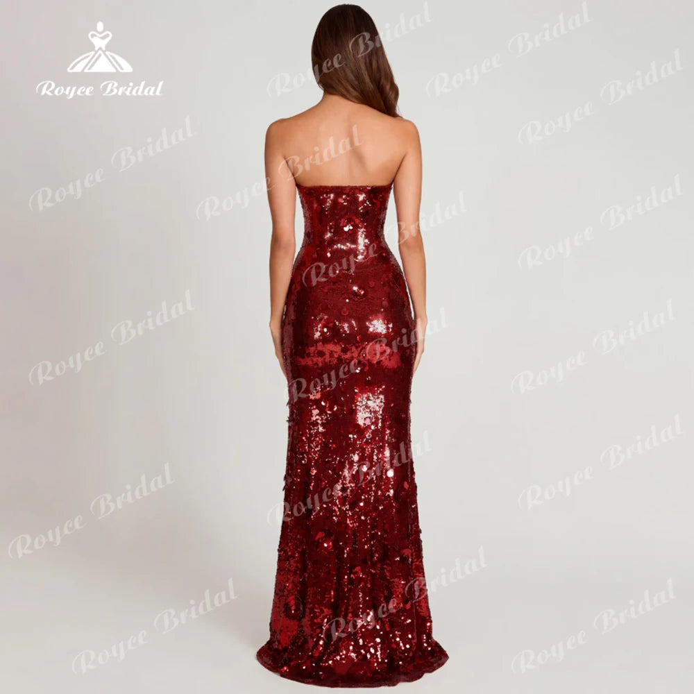 Luxury Strapless Mermaid Prom Dresses 2026 Sequins فساتين سهرة платье на evening birthday dress Customized