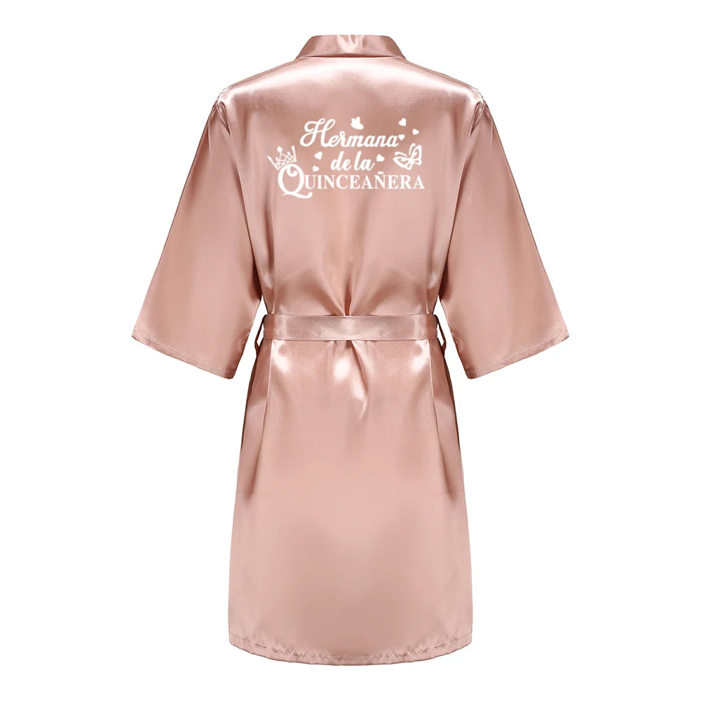 Princess Sweet 15 Years Girl Birthday Party Robes Quinceanera Robe Mis XV Bathrobe Silkly Nightgown