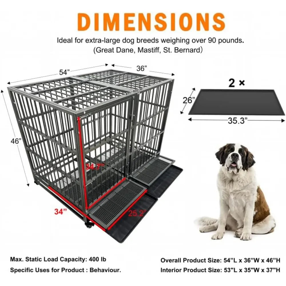 Heavy Duty Indestructible and Escape-Proof Dog Crate Cage Kennel for Large Dogs, High Anxiety Dog Crate