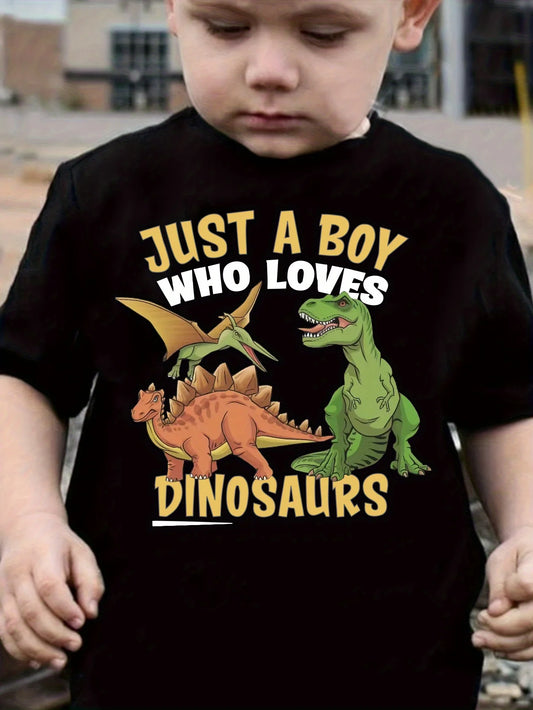 A Young Boy Who Adores T-Shirts Featuring Dinosaurs