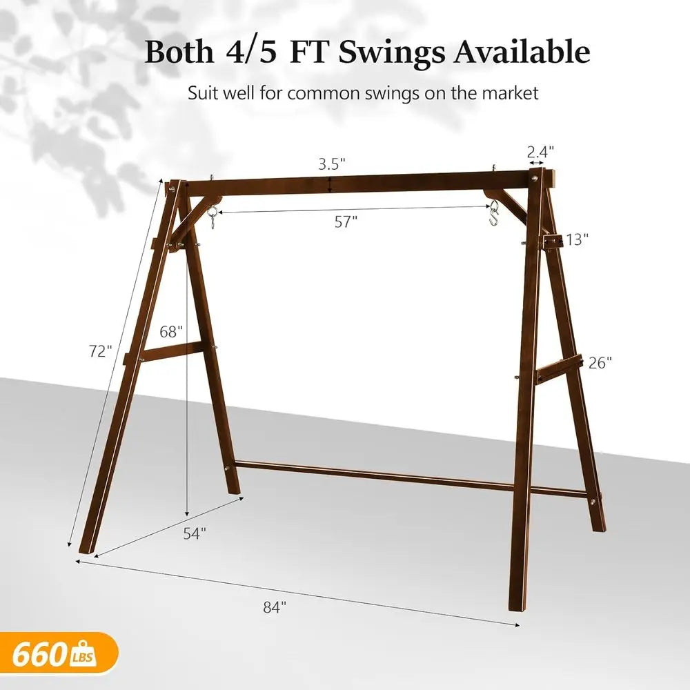 5-Seat Outdoor Porch Swing with Cushions, Heavy-Duty Patio Swing Stand for Garden, Pool, Deck