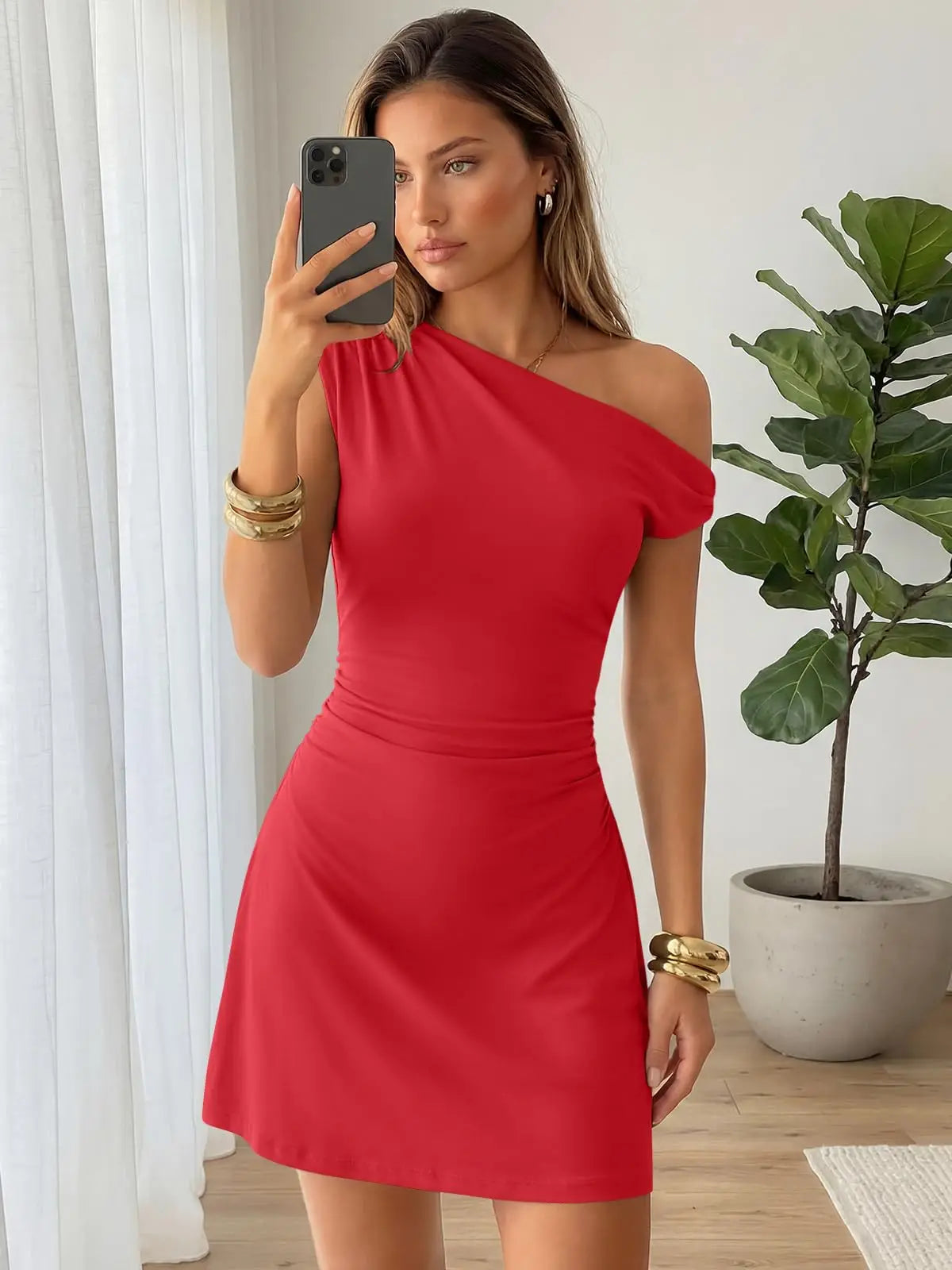Women Off Shoulder Mini Dress Summer Bodycon Party Club Outfit