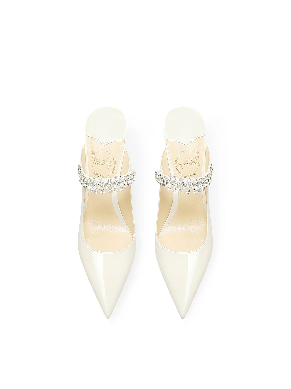 2026 White Patent Leather Temperament Rhinestone with Skirt Pointed Head Stiletto High Heels Women