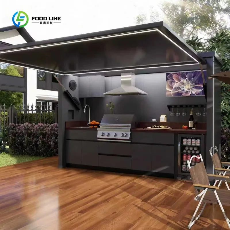 Customized Modular All-Weather Backyard BBQ Outdoor Kitchen with Griddle Module BBQ Island Grills