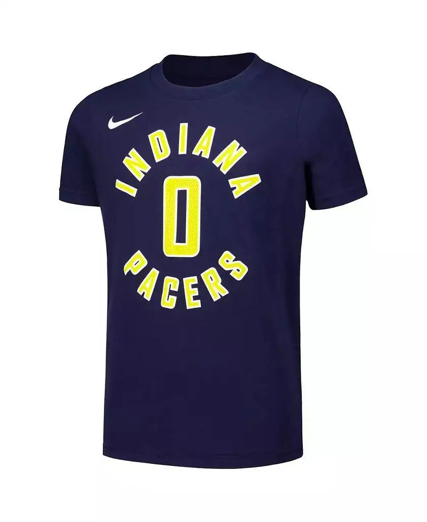 Nike | Big Boys and Girls Tyrese Haliburton Navy Indiana Pacers Icon Edition Name Number T-Shirt