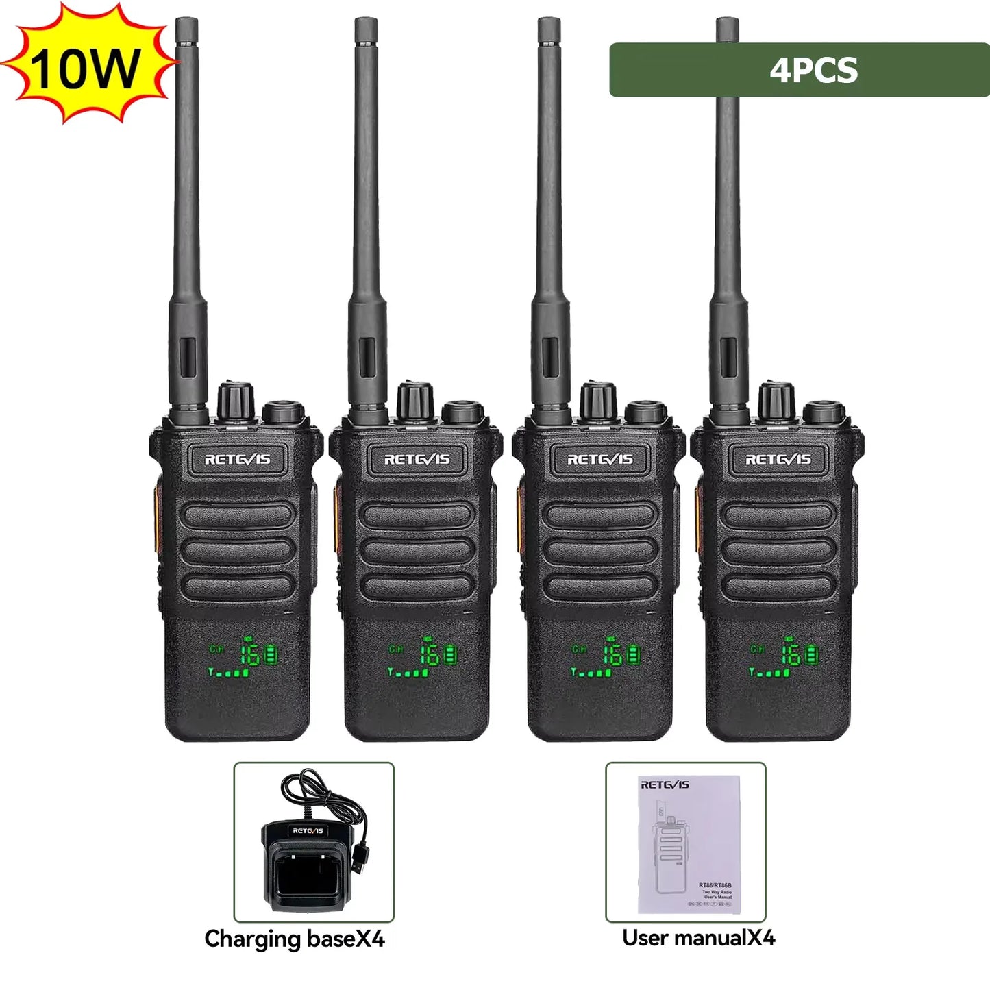 Retevis RT86 10W Walkie Talkie Professional Two Way Radio Long Range Walkie Talkie UHF Communication radio for Outdoor Business