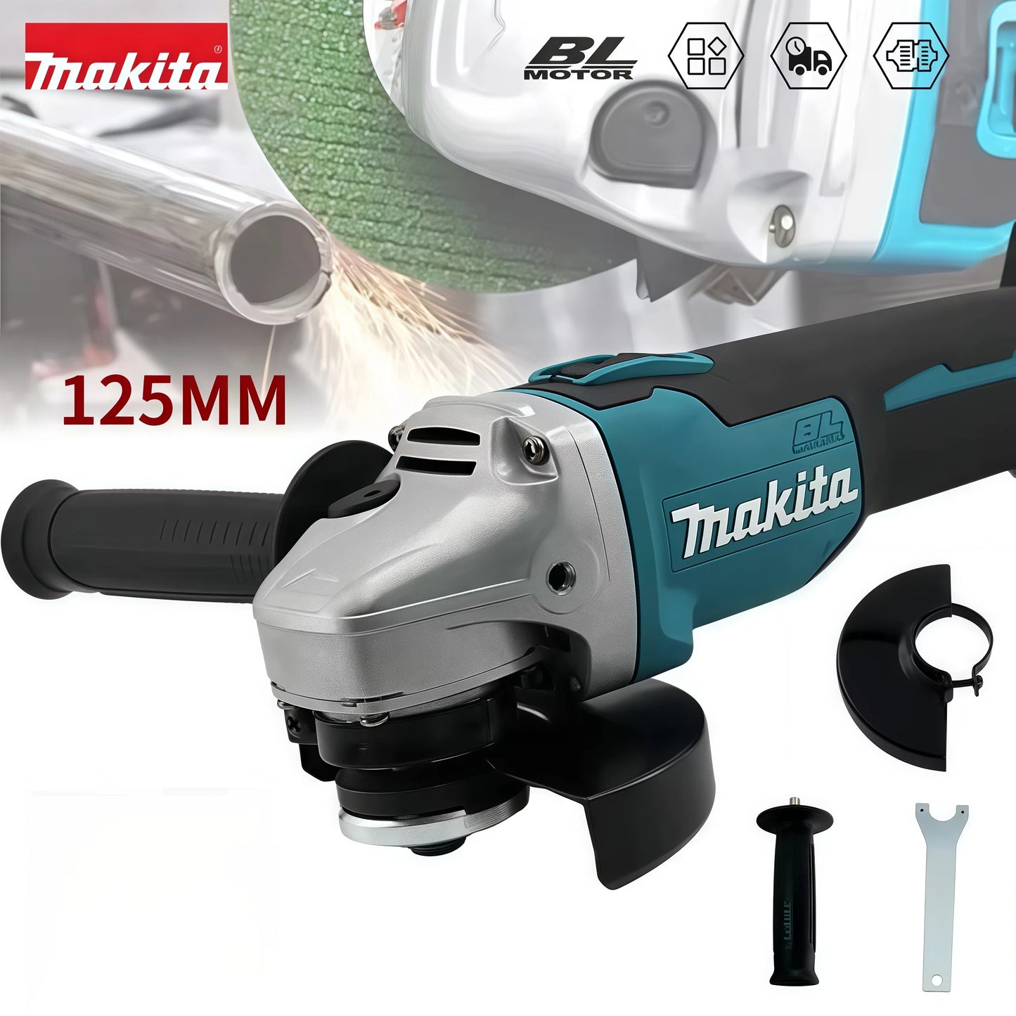 2025 Makita DGA404 100/125mm Angle Grinder 18V Lithium Battery Brushless Polishing Machine 4 Gear Industrial Cutting Power Tools